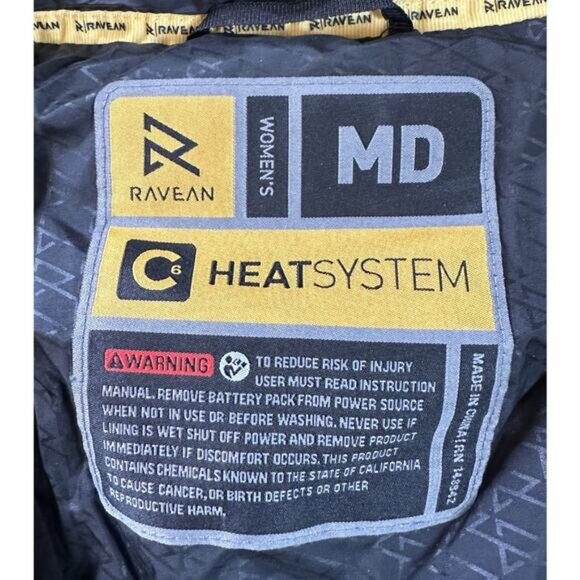 Ravean Women’s Hood Heated Puffer Jacket Coat Medium Black Full Zip Faux Fur - Picture 4 of 9